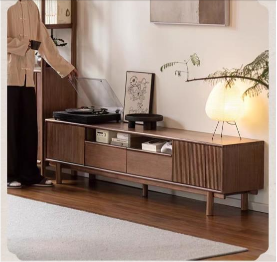 Wooden TV Cabinet with Storage for Modern Living Room